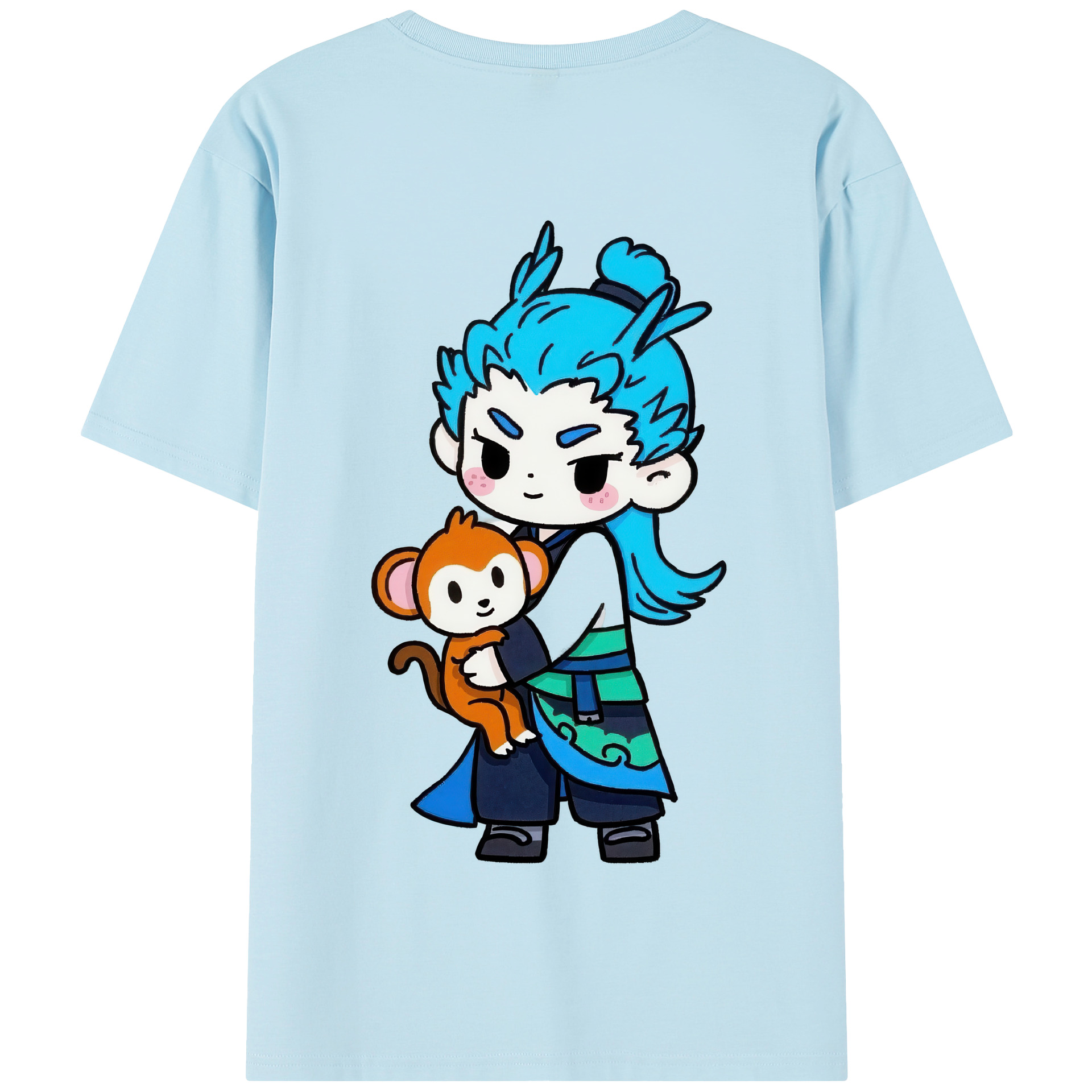 （画像用） Ne Zha 2 ナタ 魔童の大暴れ 綿100％半袖Tシャツ（背面プリント）
